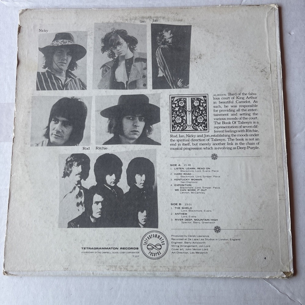 DEEP PURPLE - THE BOOK OF TALIESYN - Vinyl LP Record In Excellent Condition - Picture 2 of 4